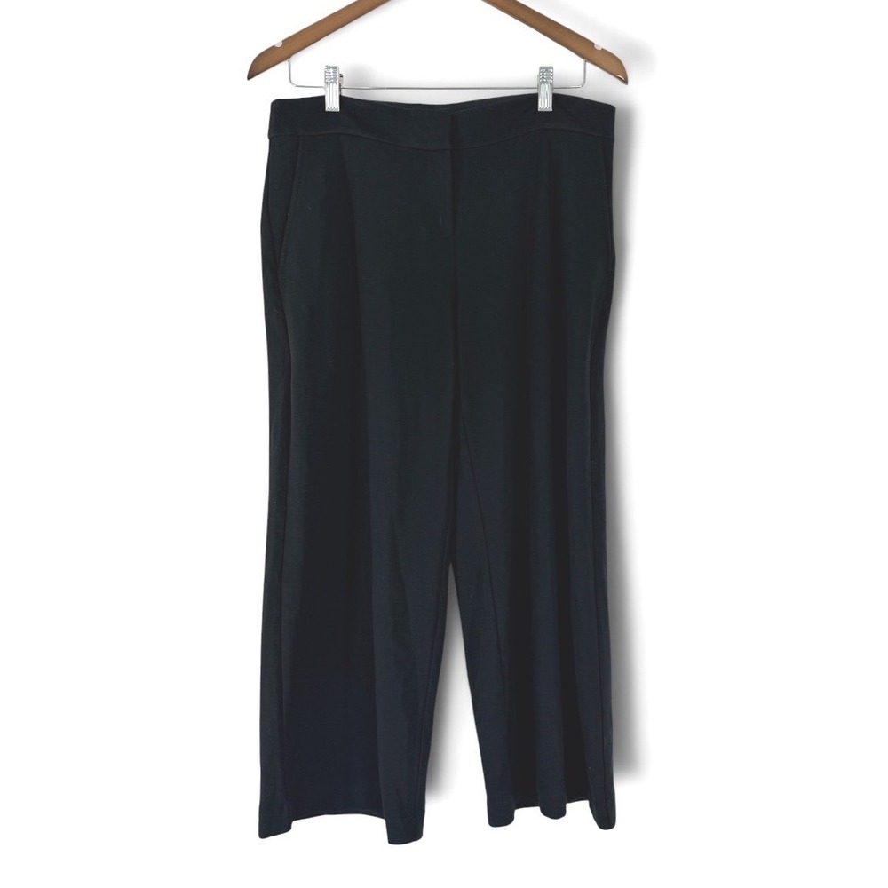 Eileen Fisher Black Viscose Blend Wide Leg Cropped Pants Size S F161P